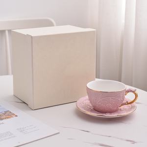 Tasses à café en porcelaine au design unique et soucoupe papillon – Ensemble de tasses à expresso et cappuccino en céramique - Product Image 4