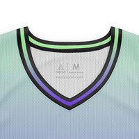 Maillot de basket Healy 34 sublimé, col en V, sans manches, en mesh, unisexe adulte, imprimé dégradé violet-vert, léger