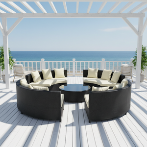 Set di Divani Circolari in <span class=keywords><strong>Vimini</strong></span> di Alta Qualità per Bordo Piscina, Arredamento da Giardino in <span class=keywords><strong>Vimini</strong></span> - Product Image 2