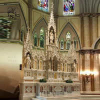 BLVE Grande Taille Intérieur Église Sculpté À La Main En Pierre Naturelle Table D'autel Religieux Marbre Catholique Autel De Prière