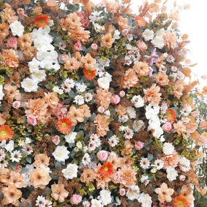 แผงตกแต่งผนังลายดอกไม้สีส้มเทอร์ราคอตต้าผสมผสานสีเขียวสไตล์ป่าไม้ สำหรับงานแต่งงานในฤดูใบไม้ร่วง ตกแต่งงานปาร์ตี้กลางแจ้ง - Product Image 1