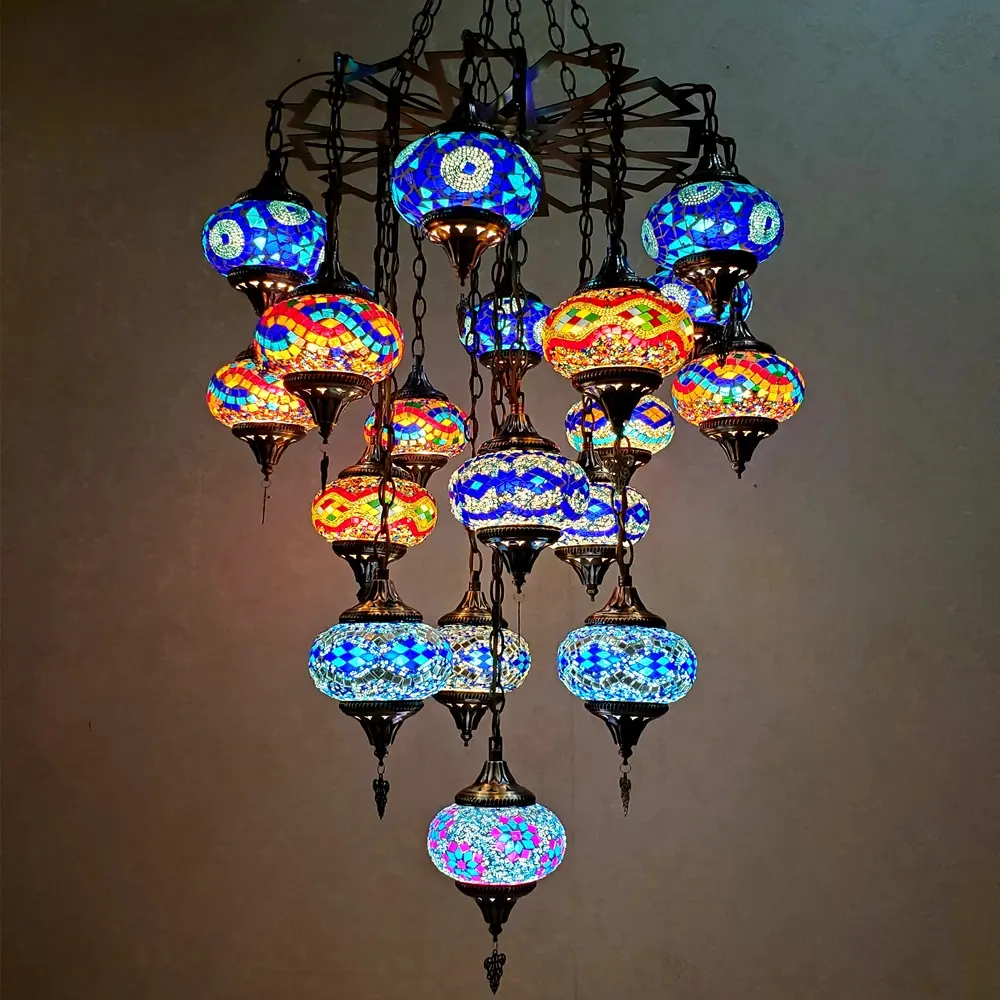 Turco Marocchino Hotel in Stile Mosaico di Vetro Lampade Decorative Lampadario Antico