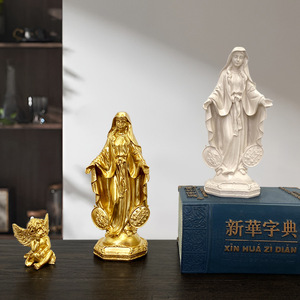 Statue de la Vierge Marie en résine, 3 couleurs : blanc, ivoire, or, figurine catholique pour la décoration de l'autel à la maison et cadeaux religieux <span class=keywords><strong>chr</strong></span>étiens - Product Image 4