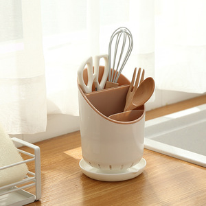 Support à baguettes et cuillères en plastique Biao Tao Xiang, organiseur de cuisine, support de rangement de bureau pour ustensiles avec plateau de drainage - Product Image 3
