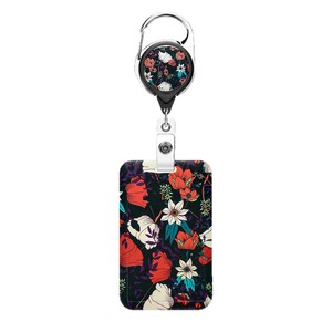 Wholesale black-based floral ID badge <b>clips</b>, lanyards, retractable scroll <b>clips</b>, fashion card nameplate protective cases, - Product Image 5