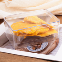 Boîte alimentaire carrée transparente en acrylique PS de haute qualité, de qualité alimentaire, personnalisable, pour desserts, biscuits, tiramisu, gâteaux, recyclable