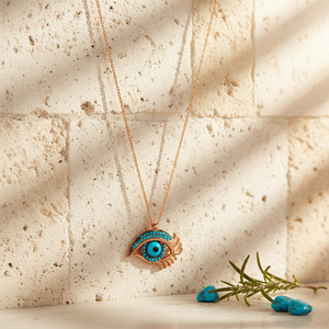Delicado Ojo de Ra turquesa claro circón piedra turca hecha a mano al por mayor 925 joyería de plata esterlina - Product Image 3