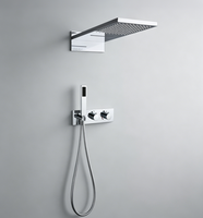 Système de douche encastré chromé WEIHAO, douche pluie rectangulaire et douchette à main, ensemble combiné avec robinet mélangeur en laiton massif