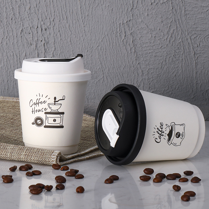 Wholesale Disposable Double Wall Paper Cups With Lids for Hot Drinks Eco Friendly Packaging Takeaway Hot Beverage