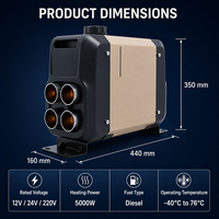 Chauffage d'air diesel tout-en-un 5KW 12V 24V à quatre sorties pour camion, camping-car, fourgonnette, VR