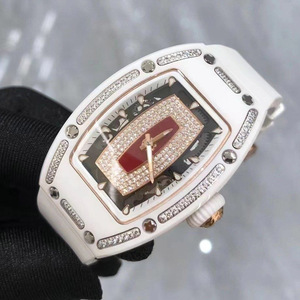 Nouvelle montre 2026 RM007 en céramique blanche, montre tonneau, montre pour femme de haute qualité incrustée de diamants - Product Image 2