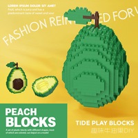 Creatief Fruit Micro Bouwstenen Avocado Honing Perzik Banaan Assemblage Model Mini Bakstenen Figuur Speelgoed Voor Kinderen Cadeau Groothandel