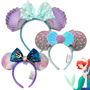 Zeemeermin Muis Oren Hoofdband voor Vrouwen Attractieparken Mickey Haarband Volwassene/Kind Leer Pluche Pailletten Cosplay Meisjes Accessoires - Product Image 1