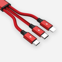 Câble de données USB 3-en-1 en nylon tressé, charge rapide 3A, gaine en nylon écologique, cuivre étamé, USB-A, Type-C, charge ultra-rapide