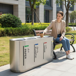 โรงแรมสแตนเลส 4 ช่องถังรีไซเคิลถังขยะเชิงพาณิชย์ 4 ถังด้านในขนาดใหญ่ห้างสรรพสินค้าถังรีไซเคิล - Product Image 5