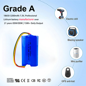 Paket Baterai Li-ion 18650 2S 7.3V 3200mAh OEM Pabrik, Bersertifikasi UN38.3 Dengan Konektor BMS Untuk Senter - Product Image 1