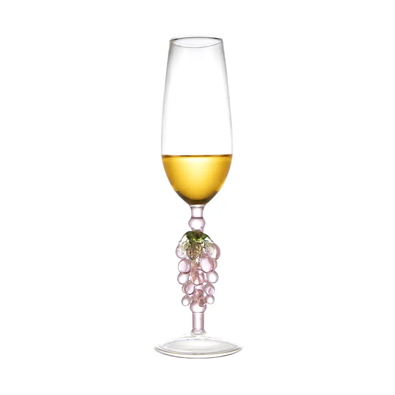 Großhandel einzigartige Champagnerflöten handgeblasener Glasbecher Traubenstamm Weinbecher Geschenke