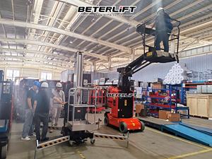 मिनी वर्टिकल मास्ट इलेक्ट्रिक मैन बूम लिफ्ट बाहरी तंग स्थानों के लिए कॉम्पैक्ट आयामों के साथ कॉम्पैक्ट आयामों के साथ - Product Image 4