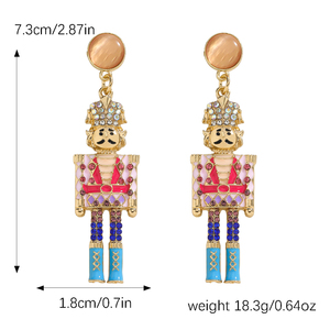 Giáng Sinh Nutcracker Soldier Rhinestone Phụ Nữ Của Bông Tai Dầu Thả Men Sáng Tạo Thời Trang Phụ Nữ Của Bông Tai - Product Image 6