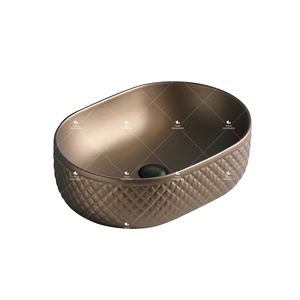 Lavabo da Appoggio in Ceramica di Forma Ovale, Design di Lusso, Facile da Pulire, Effetto Vetro, per <span class=keywords><strong>Bagno</strong></span> - Product Image 5