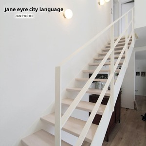 Barandilla de <span class=keywords><strong>hierro</strong></span> forjado a medida para <span class=keywords><strong>escalera</strong></span> de doble <span class=keywords><strong>viga</strong></span>, para interiores de loft, casas dúplex, villas, <span class=keywords><strong>escalera</strong></span> recta de acero y madera - Product Image 3