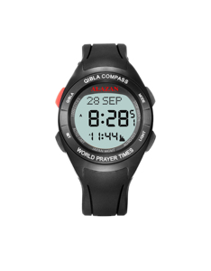 Montre numérique islamique <span class=keywords><strong>de</strong></span> prière musulmane en plastique avec <span class=keywords><strong>position</strong></span> <span class=keywords><strong>de</strong></span> <span class=keywords><strong>la</strong></span> <span class=keywords><strong>Mecque</strong></span>, Azan, résistance à l'eau 3BAR, <span class=keywords><strong>boussole</strong></span>, cadran en cristal saphir - Product Image 5