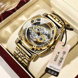 Binbond Retro Carved <b>Men's</b> Sports <b>Watch</b> Tourbillon Luminous Hollow Design 22mm Leather Alloy Glass <b>Quartz</b> Fashion <b>Watch</b> - Product Image 1