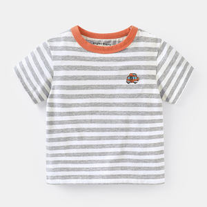 T-shirt d'été en coton polychrome à rayures pour enfants, vente en gros, provenant d'un fournisseur chinois - Product Image 3