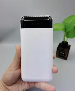 J1 ince USB hızlı şarj güç bankalar telefon için taşınabilir 10000mAh güç banka istasyonu w/build-kablo LED ekran telefon tutucu