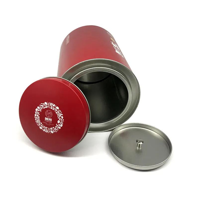 金属製内蓋付き高級茶缶カスタム高品質ラウンドティー包装缶容器メーカー直販