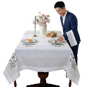 Manteles Desechables Impermeables con Bordado Floral Estilo Europeo para Decoración de Cocina, Tela Antiarrugas, Resistente a las Manchas, Fácil de Limpiar - Product Image 1
