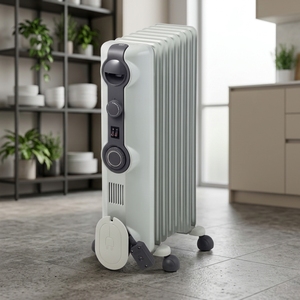 Radiateur à bain de huile De'Longhi Pet 10 Tatami Mats, chauffage sans vent, électrique, portable, sur pied, blanc x gris foncé RHJ11G0812-DG, garantie 3 ans - Product Image 3