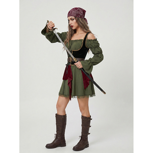 <span class=keywords><strong>Costume</strong></span> <span class=keywords><strong>da</strong></span> <span class=keywords><strong>Pirata</strong></span> per <span class=keywords><strong>Donna</strong></span>, Abito con Spalle Scoperte e Maniche a Sbuffo, con Cintura a Corsetto, Outfit per Cosplay Medievale e Halloween - Product Image 4