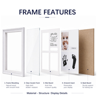 Cadre photo mural pour empreintes de bébé, souvenir personnalisé en bois blanc, décoration murale pour chambre d'enfant, boîte cadeau à poser sur table