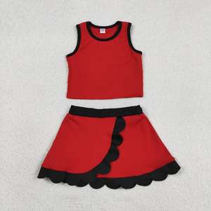 Conjunto Deportivo Casual de Yoga para Niñas, Top Sin Mangas de Color Sólido y Falda Corta con Volantes - Product Image 4