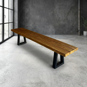 Modern Solid Wood Patio <b>Bench</b> Metal Frame Outdoor <b>Bench</b> Rectangular Seating for <b>Garden</b> Patio - Product Image 4