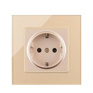 16A Europe Socket Home Electrical Outlet Wall Socket Gold Glass Spain Russia Single Double Triple Triple Quadruple