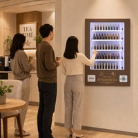 Máquina Expendedora de Snacks de Pared con 5 Selecciones, Pago por WiFi y Código QR, Máquina Expendedora de Té y Café con Pago con Tarjeta de Crédito