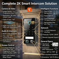 Videoportero Inteligente Hiwink 2K, Control por Aplicación Tuya, IP65 Resistente al Agua, Reconocimiento de Palma y Huella Dactilar, Compatible con Múltiples Monitores Interiores