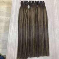 Russische Hochwertige Europäische Highlight Double Drawn Haarbündel, Echthaar-Extensions mit Ziticle-Aligned-Technologie, Hellbraunes Haar