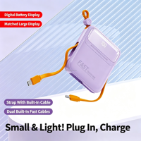 Nouvelle mini batterie externe électronique 10000 mAh, mince et portable, avec câble USB-C, Powerbanks 10000 mAh