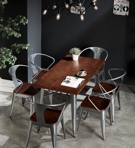 Juego de Mesa y Sillas de Comedor Estilo Industrial. Restaurante Moderno y Sencillo. Cafetería. <span class=keywords><strong>Taberna</strong></span> Musical. Bar. Mesa y Silla. - Product Image 1