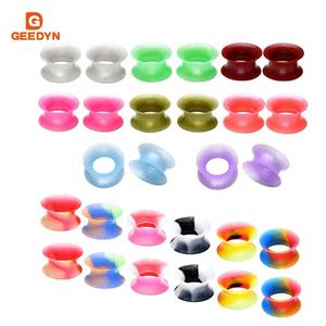 Kit de bouchons d'oreilles en Silicone pour femmes, boucles auriculaires élastiques et colorées à Double évasées, étirement des oreilles - Product Image 2