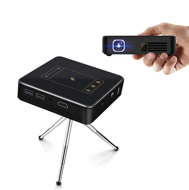 Portable Mini DLP Projector WiFi BT Android 7.1 Home Theater Cinema TV 4K 3D Rechargeable Smart Video Projector with Touch Panel