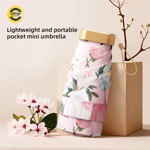 High Quality Luxury Oriental Pocket Manual Five-Folding UV Resistant Black Coating Travel Portable Mini Sun Umbrella - Product Image 2