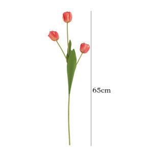 Tulipanes Artificiales de 3 Cabezas y Doble Pétalo, Flores de Seda y Plástico de Alta Simulación para Decoración del Hogar y Arreglos de Boda - Product Image 5