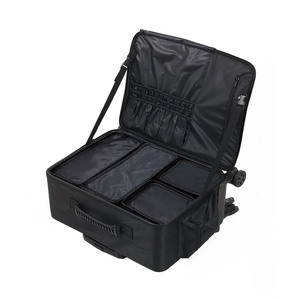 <b>Professional</b> <b>Makeup</b> Case With Dividers 20-35L Oxford Cloth Trolley <b>Bag</b> For Home Storage Black Solid Color - Product Image 1