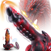 8 Leistungsstarke Stoßmodi Heizfunktion Teleskopische Vibration Riesige Alien-Silikon-Dildos für Weibliche Masturbation