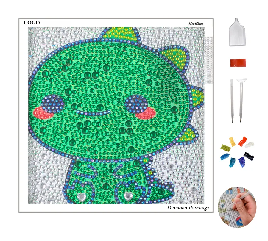 Peint à la main réaliste dessin animé vert diamant peinture livraison gratuite pour les enfants