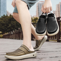 Sandales et claquettes pour hommes, chaussures de marche, de randonnée et de plage, plates, à bout couvert, ajourées et respirantes